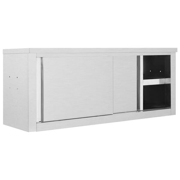 vidaXL Wandhängeschrank mit Schiebetüren 120×40×50 cm Edelstahl