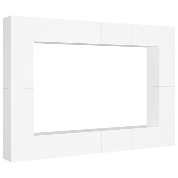 vidaXL 8-tlg. TV-Schrank-Set Weiß Holzwerkstoff