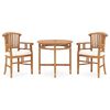 vidaXL 3-tlg. Garten-Essgruppe mit Kissen Massivholz Teak