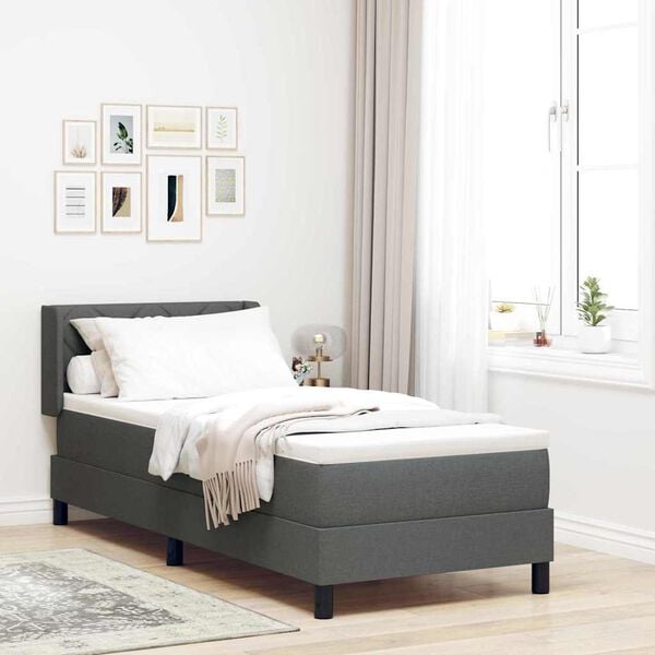vidaXL Boxspringbett mit Matratze Dunkelgrau 200 x 80 cm Polyester