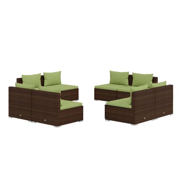 vidaXL 8-tlg. Garten-Lounge-Set mit Kissen Poly Rattan Braun