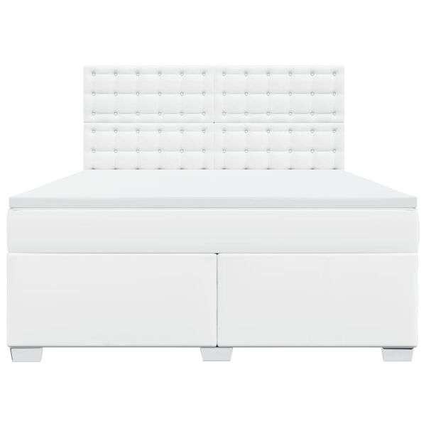 vidaXL Boxspringbett mit Matratze Wei&szlig; 180x200 cm Kunstleder
