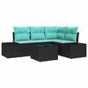 vidaXL Gartensofa-set mit Speicher Schwarz und T&uuml;rkis Poly-Rattan