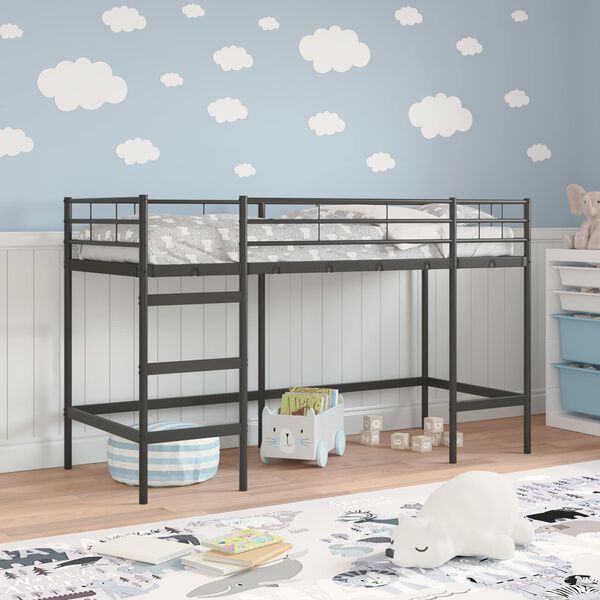 vidaXL Kinderloftbett Schwarz 99,5 x 190 cm Stahl