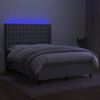 vidaXL Boxspringbett mit Matratze & LED Hellgrau 140x200 cm Stoff