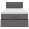 vidaXL Ottoman-Bett mit Matratze Grau 90x190 cm Kunstleder