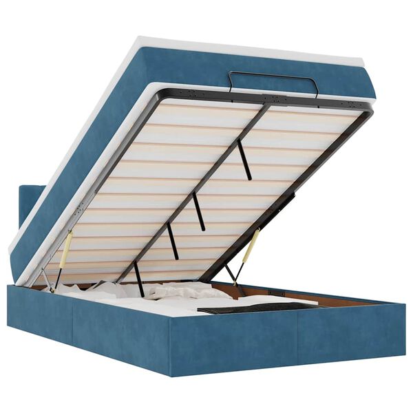 vidaXL Ottoman-Bett mit Matratze Dunkelblau 120x200 cm Samt