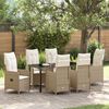 vidaXL Garten Essgruppe mit Kissen 7 pcs Beige Poly Rattan