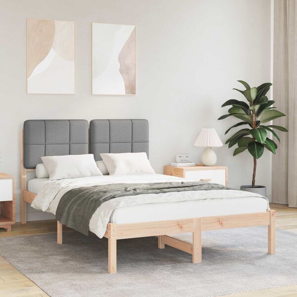 vidaXL Bettgestell mit gepolstertem Kopfteil Hellgrau 120 x 200 cm