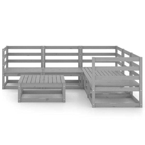 vidaXL 6-tlg. Garten-Lounge-Set Grau Kiefer Massivholz