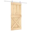 vidaXL Schiebet&uuml;r Nat&uuml;rlich und Wei&szlig; 90 x 210 cm Massivkiefer