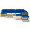 vidaXL 12-tlg. Garten-Lounge-Set mit Kissen Impr&auml;gniertes Kiefernholz