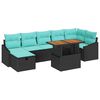 vidaXL Gartensofa-set mit Kissen 8 pcs Schwarz Poly-Rattan