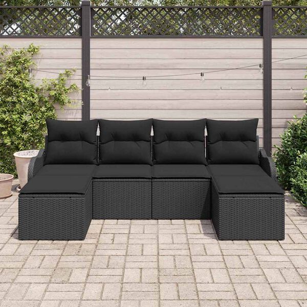 vidaXL Gartensofa-set Schwarz Poly-Rattan