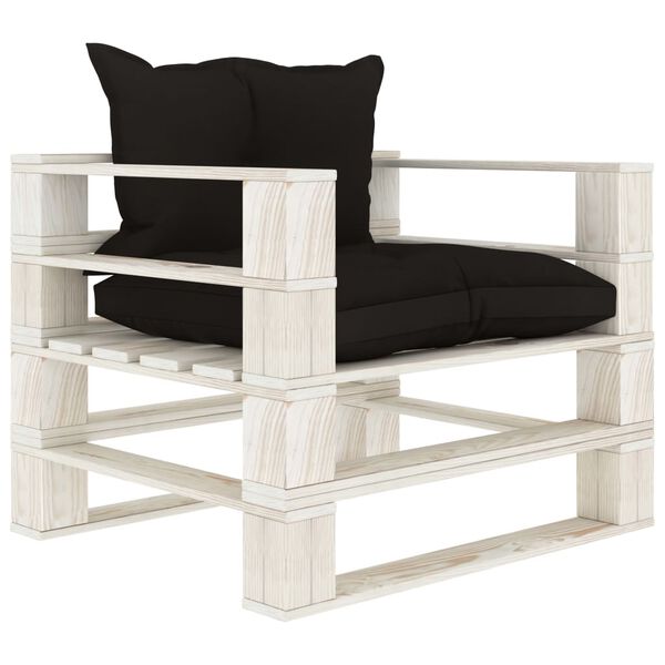 vidaXL 6-tlg. Garten-Lounge-Set Paletten mit Kissen in Schwarz Holz