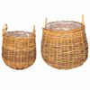 vidaXL Blumentopf K&ouml;rbchen mit Speicher 2 pcs Braun Lacak Rattan