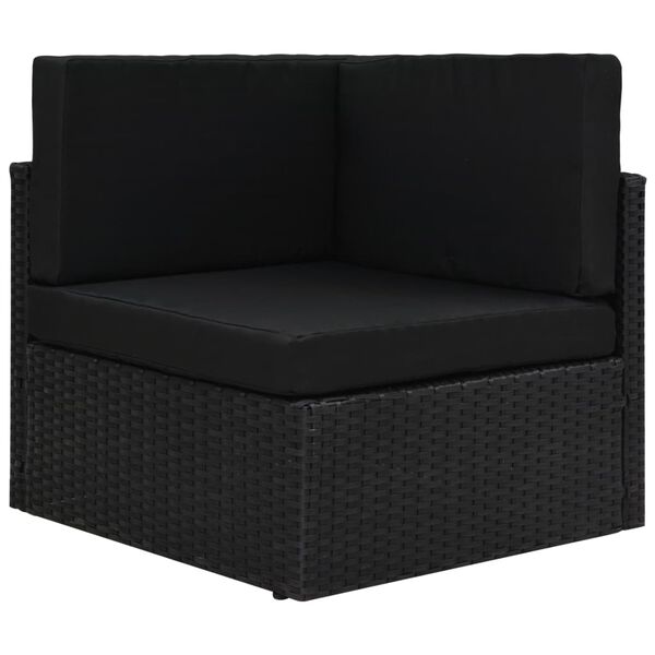 vidaXL 5-tlg. Garten-Lounge-Set mit Kissen Schwarz Poly Rattan