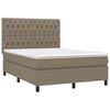 vidaXL Boxspringbett mit Matratze & LED Taupe 140x190 cm Stoff
