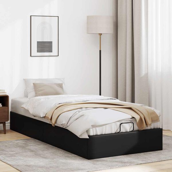 vidaXL Ottoman-Bett ohne Matratze Schwarz 90x200 cm Kunstleder