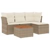 vidaXL 5-tlg. Garten-Sofagarnitur mit Kissen Beige Poly Rattan