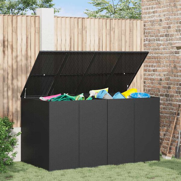 vidaXL Garten-Kissenbox PE Rattan 194x100x103 cm Schwarz
