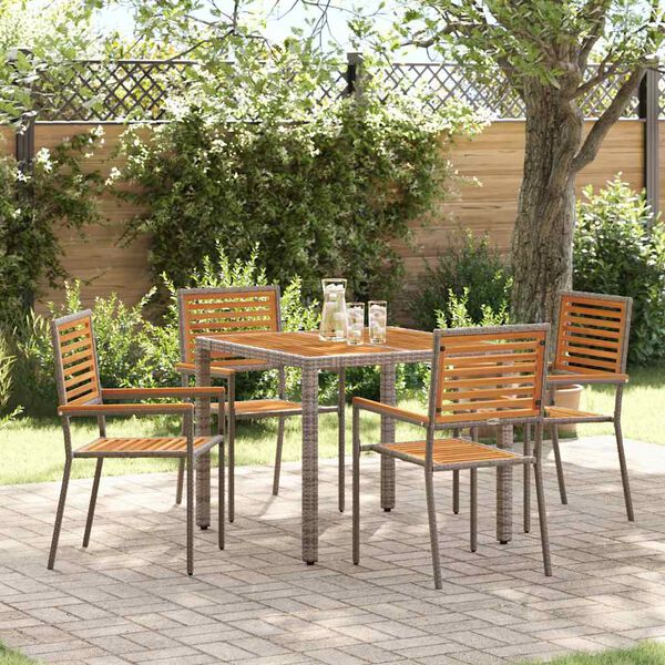 vidaXL Garten Essgruppe 5 pcs Grau und Braun Poly-Rattan