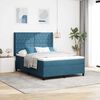 vidaXL Boxspringbett mit Matratze mit LED Blau 160 x 200 cm Samt