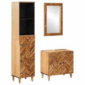 vidaXL Badezimmerschrank-Set 3 stk. 62 x 33 x 58 cm Massivholz Mango