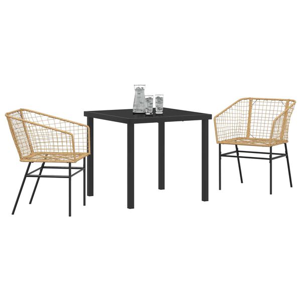 vidaXL Garten Essgruppe 3 pcs Braun Poly-Rattan