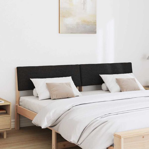 vidaXL Gepolstertes Kopfteil Schwarz 200 cm Massives Kiefernholz
