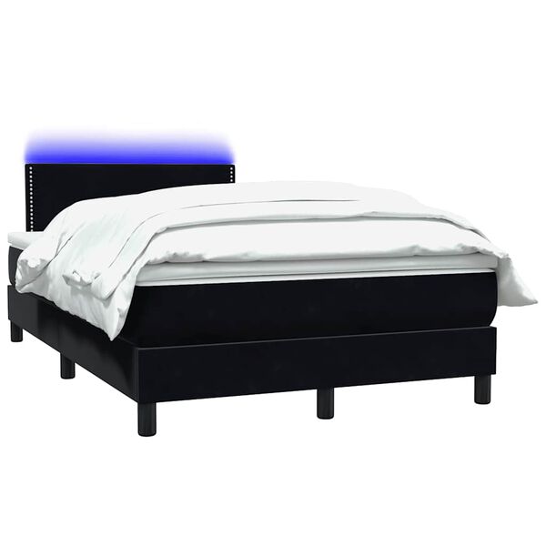 vidaXL Boxspringbett mit Matratze & LED Schwarz 120x220 cm Samt