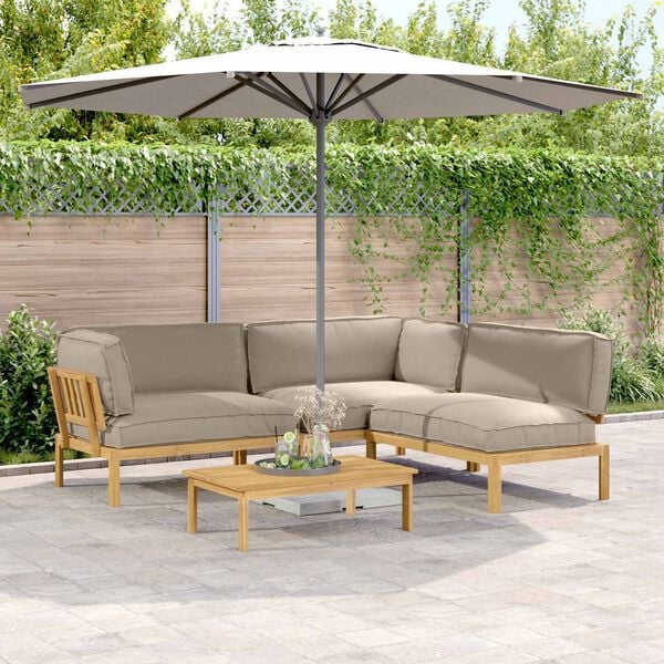 vidaXL Sofa Set mit Kissen Uni 4 pcs Taupe Massivholz Akazie