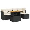 vidaXL 6-tlg. Garten-Sofagarnitur mit Kissen Schwarz Poly Rattan