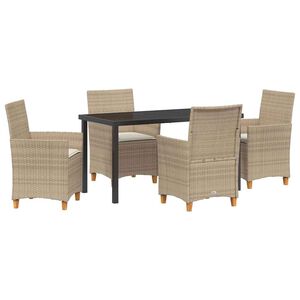 vidaXL Garten Essgruppe 5 pcs Beige Poly-Rattan