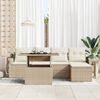 vidaXL Garten-Sofa-Set mit Kissen mit Speicher 6 pcs Beige Poly Rattan