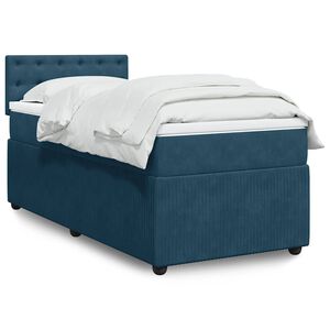 vidaXL Boxspringbett mit Matratze Blau 90x190 cm Samt