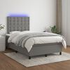 vidaXL Boxspringbett mit Matratze & LED Dunkelgrau 120x190 cm Stoff