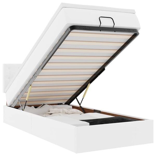 vidaXL Ottoman-Bett mit Matratzen & LEDs Reinwei&szlig; 80x200 cm Kunstleder