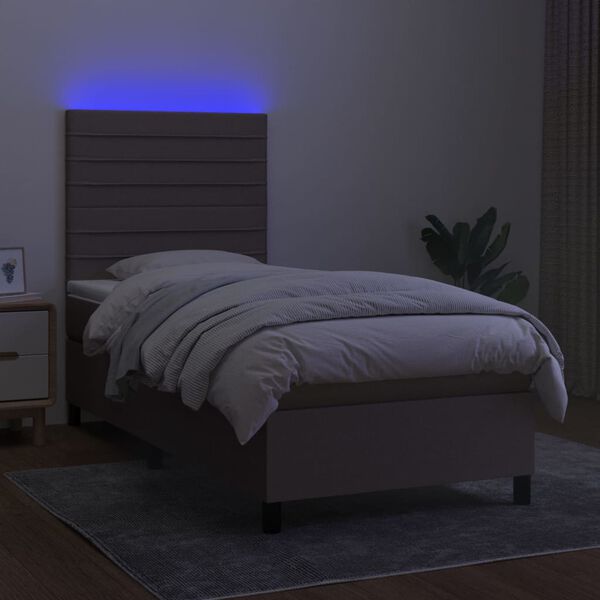 vidaXL Boxspringbett mit Matratze & LED Taupe 80x200 cm Stoff