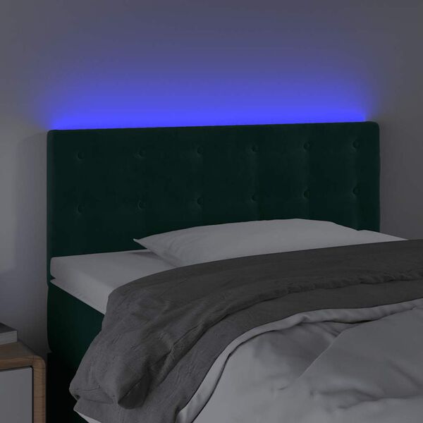 vidaXL LED Kopfteil Dunkelgr&uuml;n 100x5x78/88 cm Samt