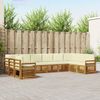 vidaXL Ecksofa Set mit Kissen 10 pcs Natur und Creme Massivholz Akazie