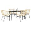 vidaXL 5-tlg. Garten-Essgruppe mit Kissen Braun Poly Rattan Glas