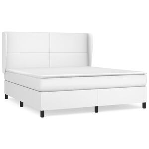 vidaXL Boxspringbett mit Matratze Wei&szlig; 160x200 cm Kunstleder