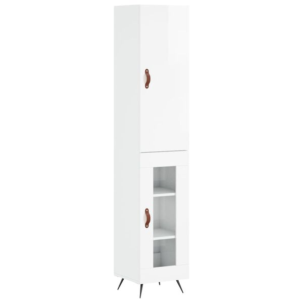 vidaXL Highboard Hochglanz-Wei&szlig; 34,5x34x180 cm Holzwerkstoff