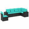 vidaXL 6-teiliges Gartensofa-Set mit Kissen, schwarzes Polyrattan