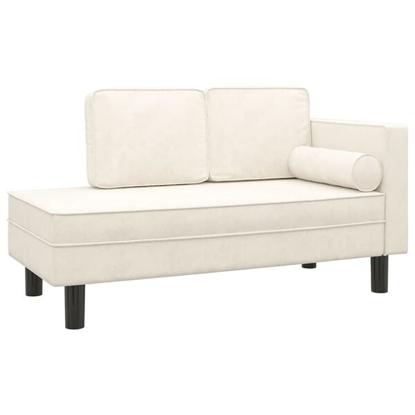 vidaXL Chaiselongue mit Kissen und Nackenrolle Creme Samt