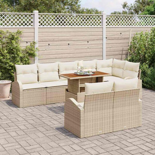 vidaXL Garten-Sofa-Set mit Kissen 9 pcs Beige und Creme