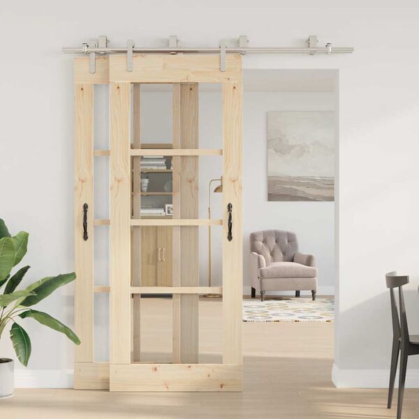 vidaXL Schiebetür-Beschlagsatz 183 cm Edelstahl Silbern