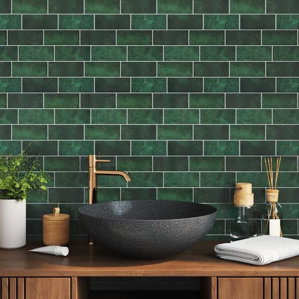 vidaXL U-Bahn-Fliese 50 pcs Dunkelgr&uuml;n 29 x 21 cm Polyurethan und PET