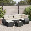 vidaXL 6-tlg. Garten-Sofagarnitur mit Kissen Schwarz Poly Rattan